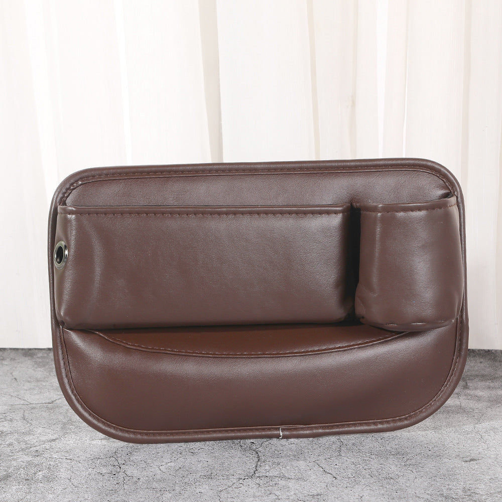 Brown car seat gap filler organizer