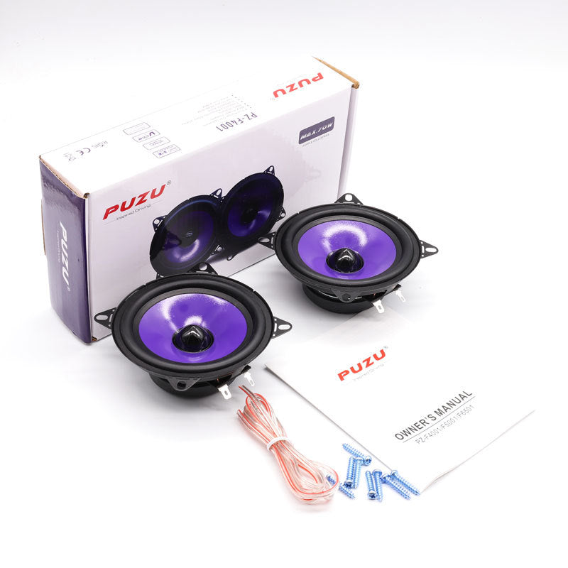 PUZU 4 inch speakers with box, cables, screws and instructions