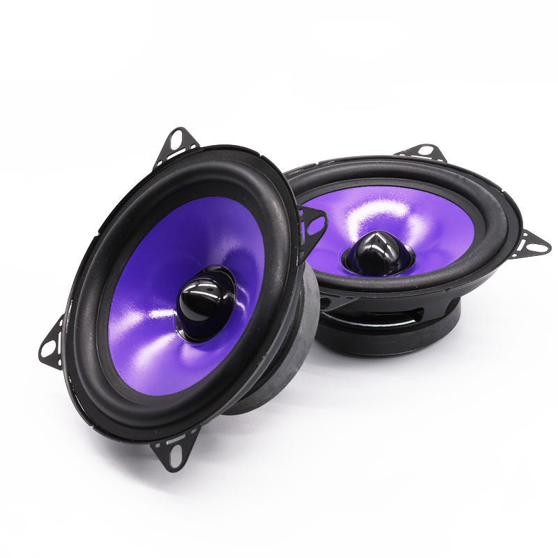 Pair of PUZU 4 inch mid-bass car speakers with purple cones