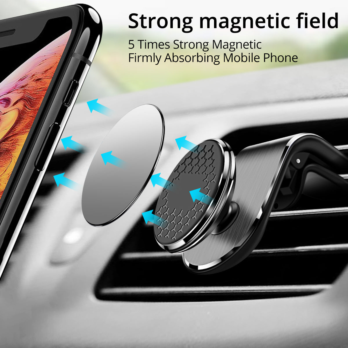 Magnetic air vent car phone mount