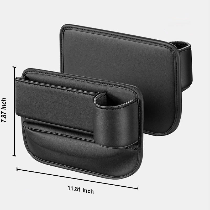 Pair of black seat gap organizers, about 11.81 x 7.87 inches