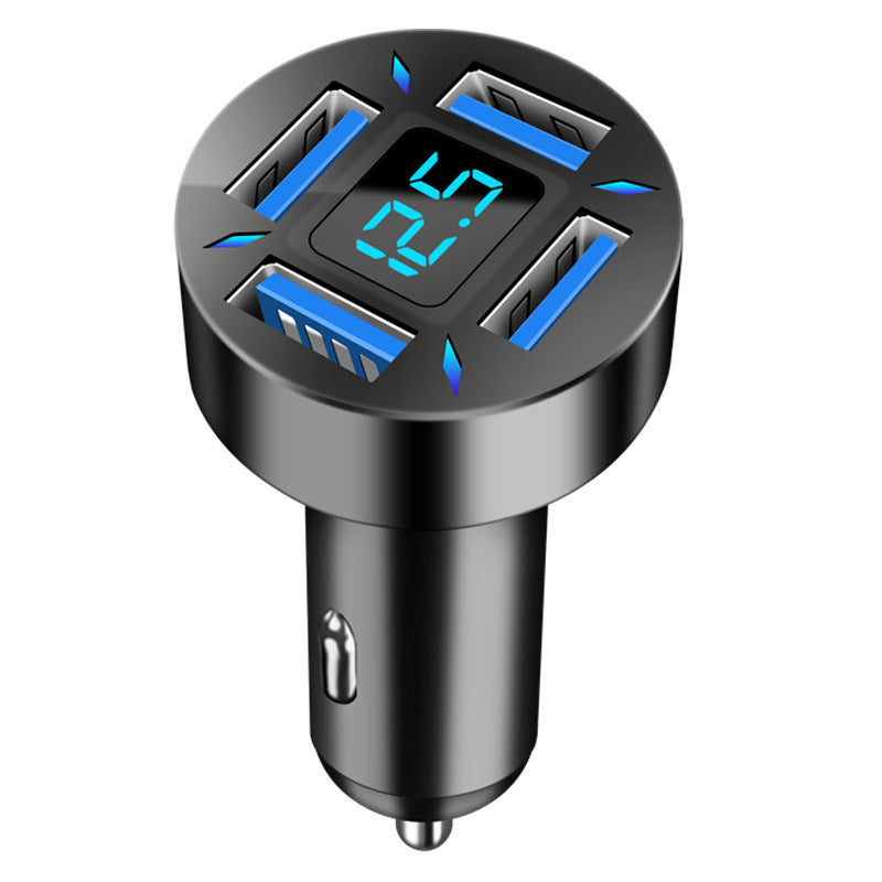 4-port 4.8A USB car charger with blue LED rings