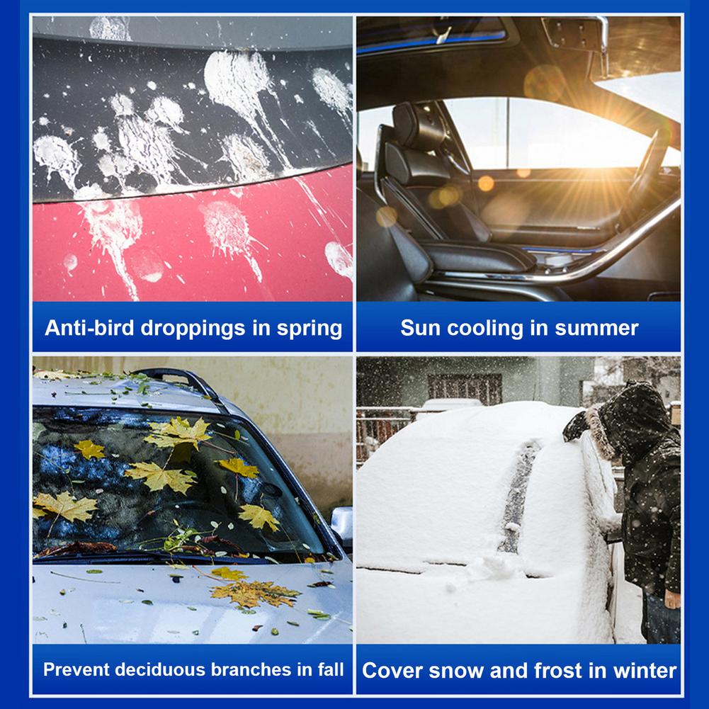 Silver windshield snow cover seasonal uses spring summer fall winter