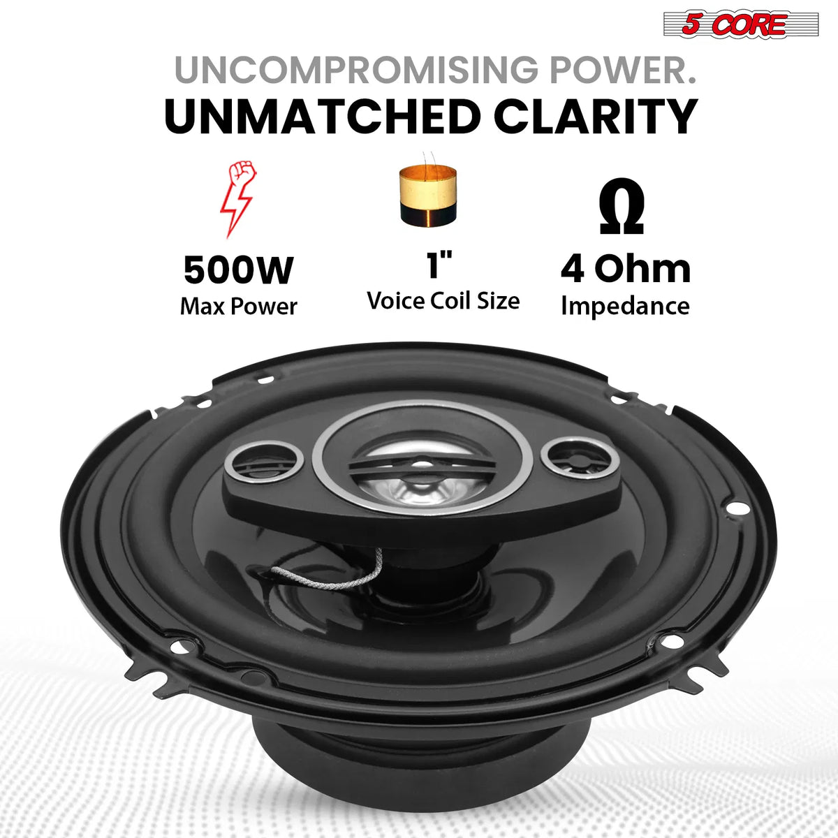 5 Core 6 inch speaker: 500W max, 1 inch voice coil, 4 Ohm