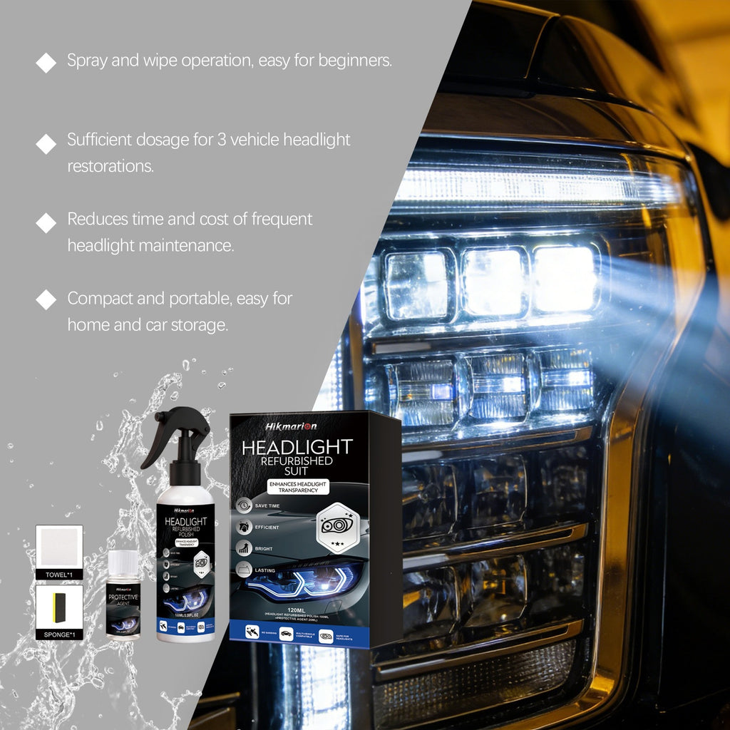Headlight restoration kit with spray polish, protectant, sponge and towel – photo 3