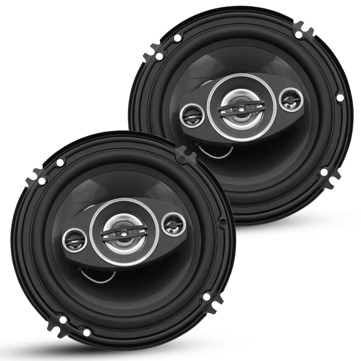Pair of 6-inch 2-way coaxial car speakers, front view