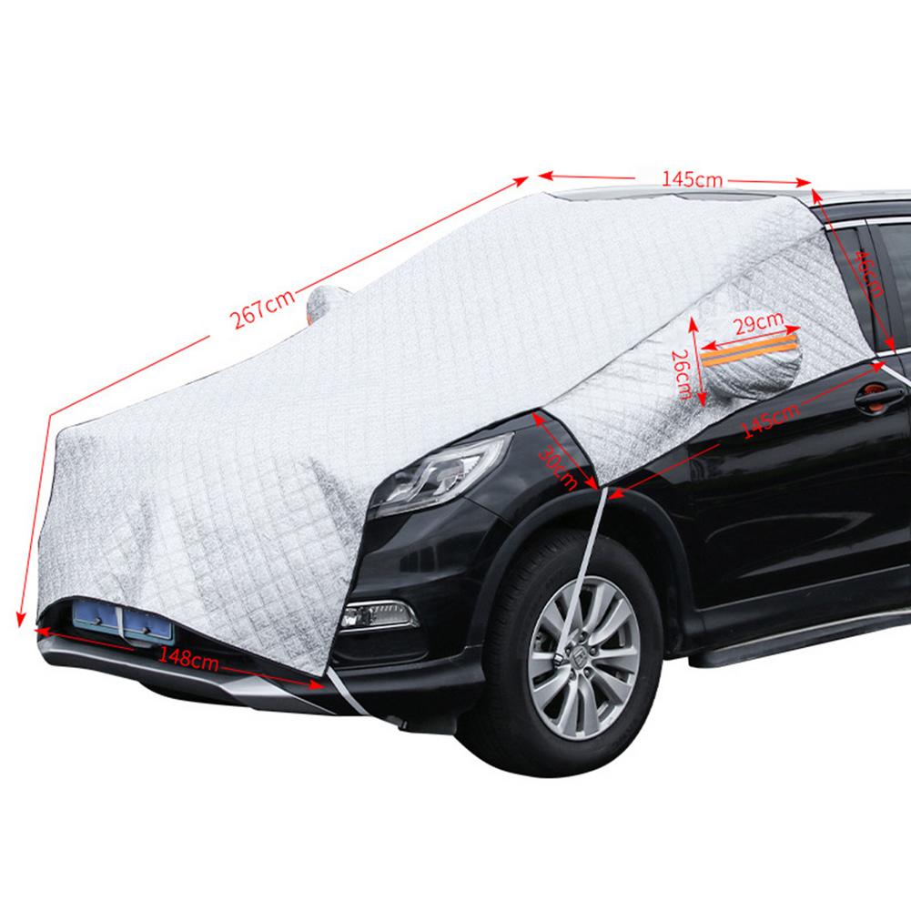 Windshield snow cover size reference on vehicle