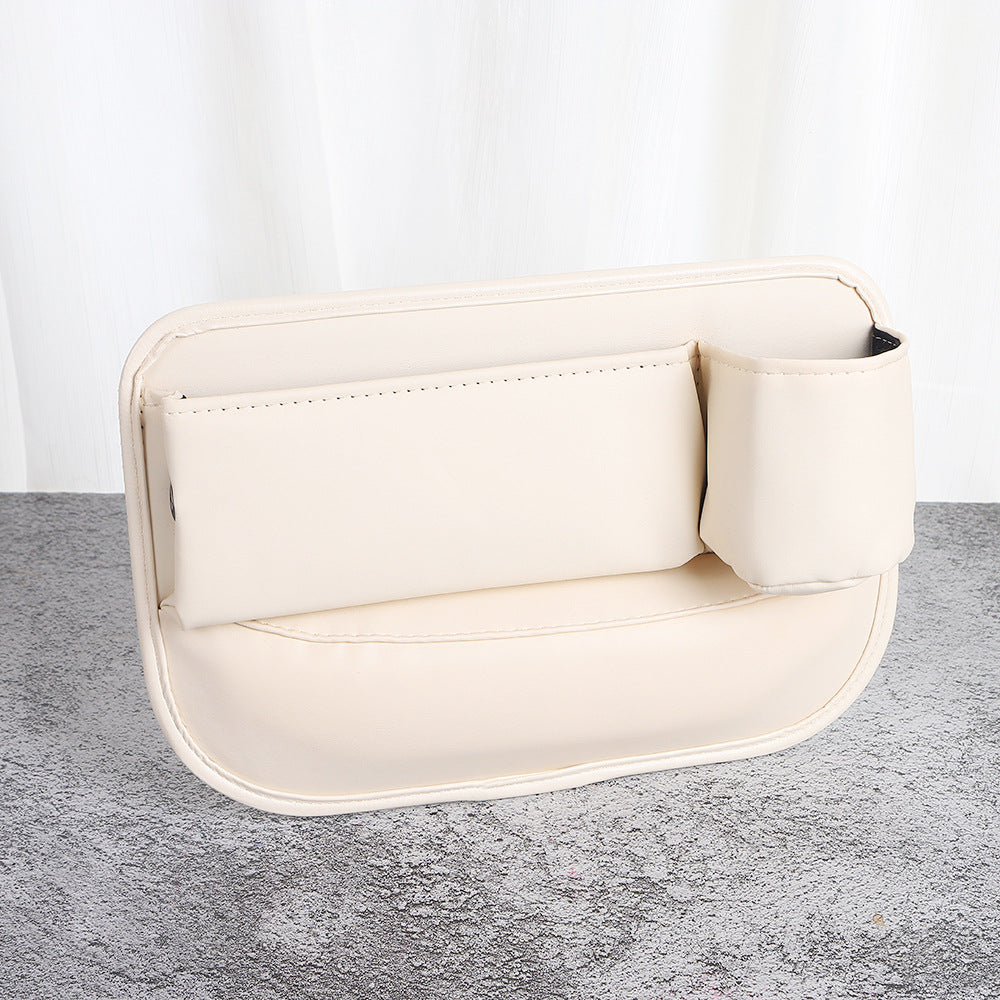 Cream car seat gap filler organizer with cup holder