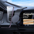 Bendable magnetic car phone mount on dashboard