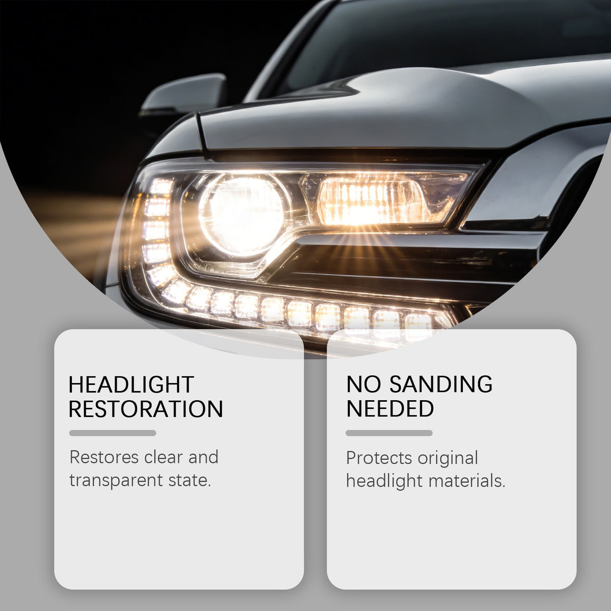Headlight restoration kit with spray polish, protectant, sponge and towel – photo 2