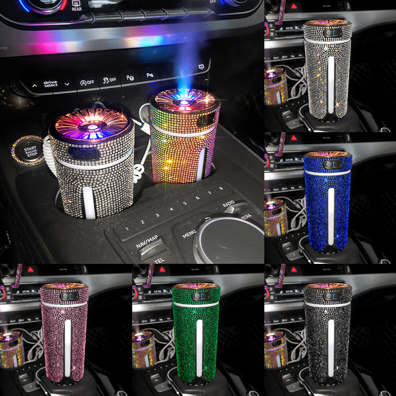 Rhinestone diamond car humidifier with LED light