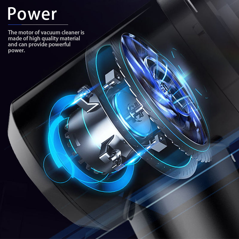 Black handheld car vacuum with crevice nozzle and brush head