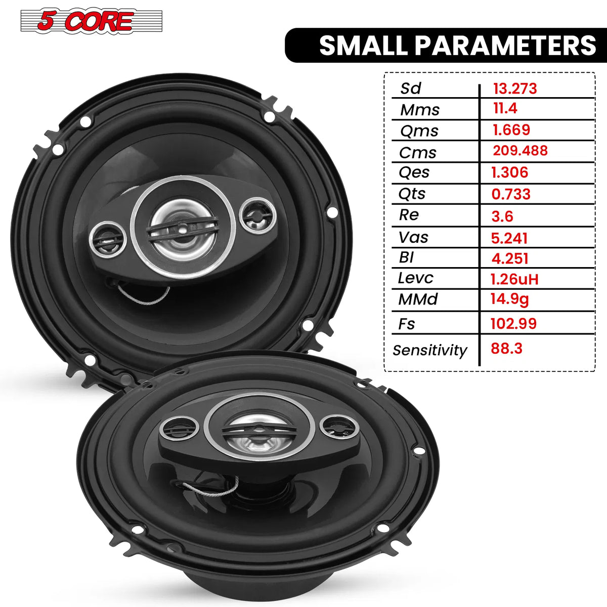 5 Core 6 inch speaker small-signal parameters table
