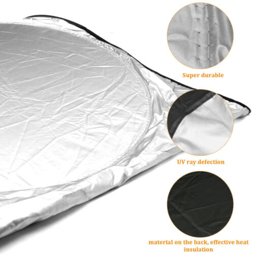 Close-up of the sunshade's durable reflective material and black backing