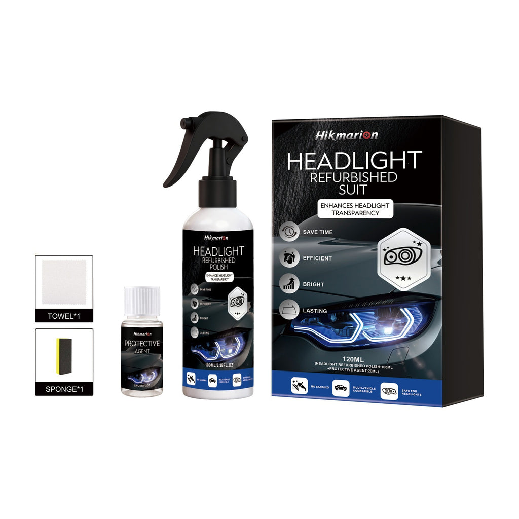 Headlight restoration kit with spray polish, protectant, sponge and towel – photo 4