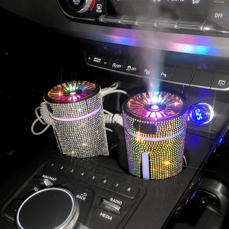 Rhinestone diamond car humidifier with LED light – image 2