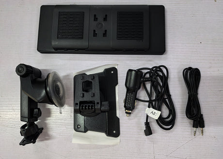 Rear view of 10-inch car screen with suction mount, dash bracket and cables