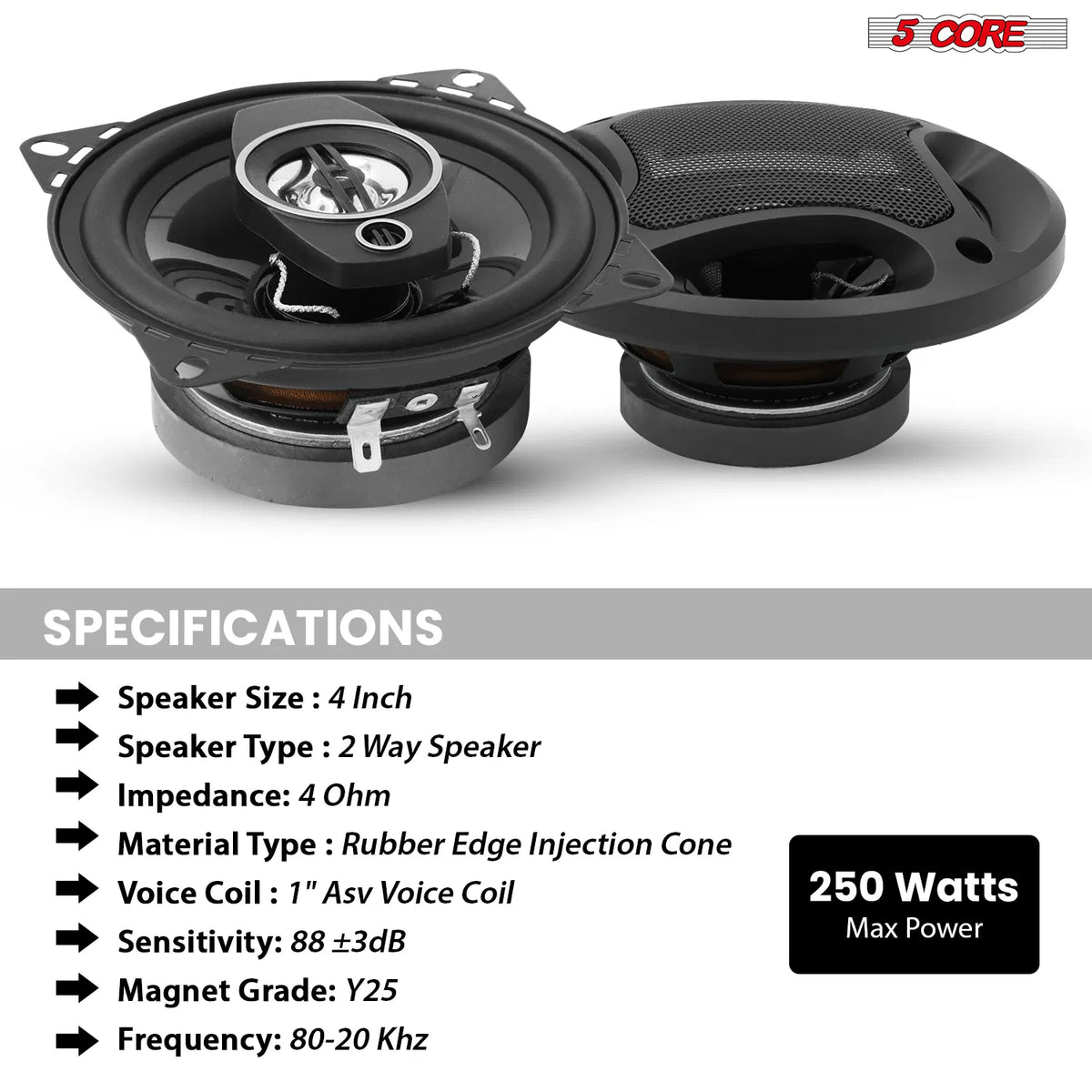 5 Core 4 inch speaker specifications