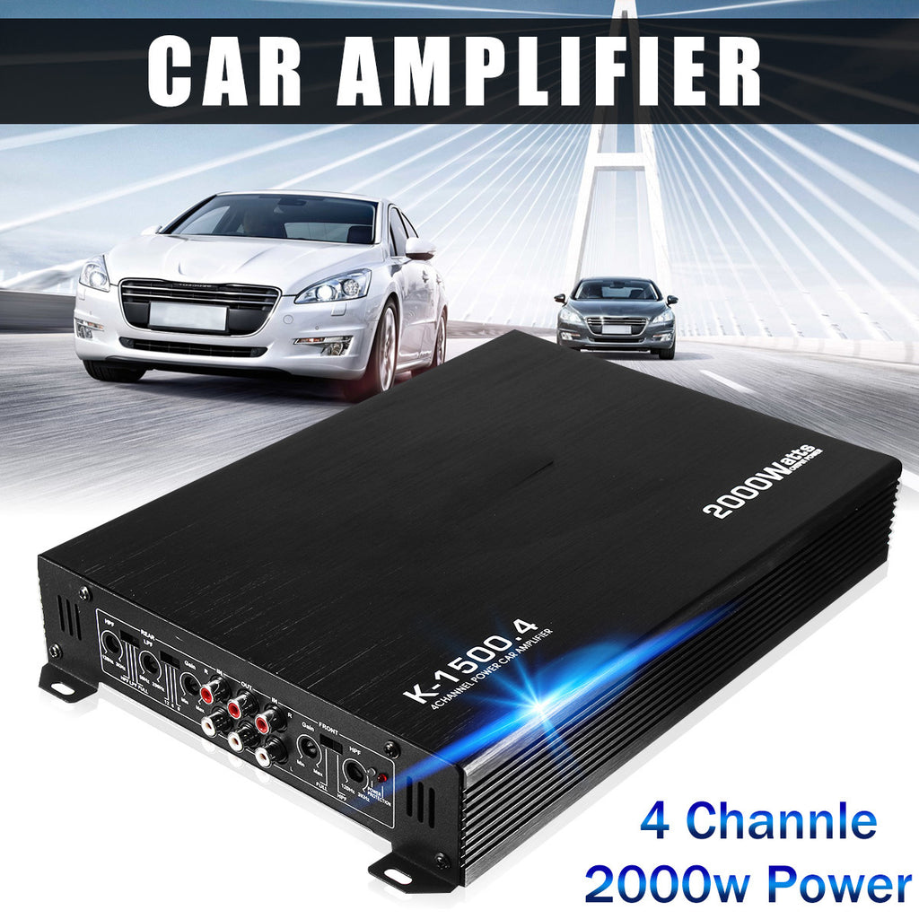 12V 4-Channel Car Amplifier – Up to 2000W Peak