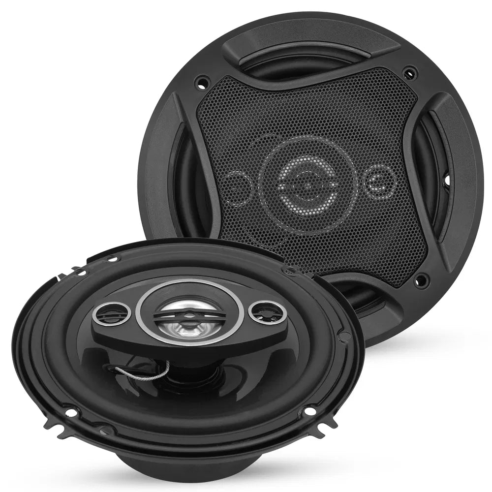 6-inch coaxial car speaker shown with protective grill