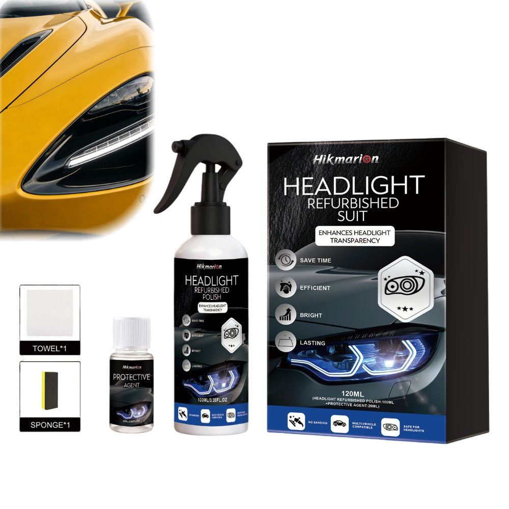 Headlight restoration kit with spray polish, protectant, sponge and towel – photo 1