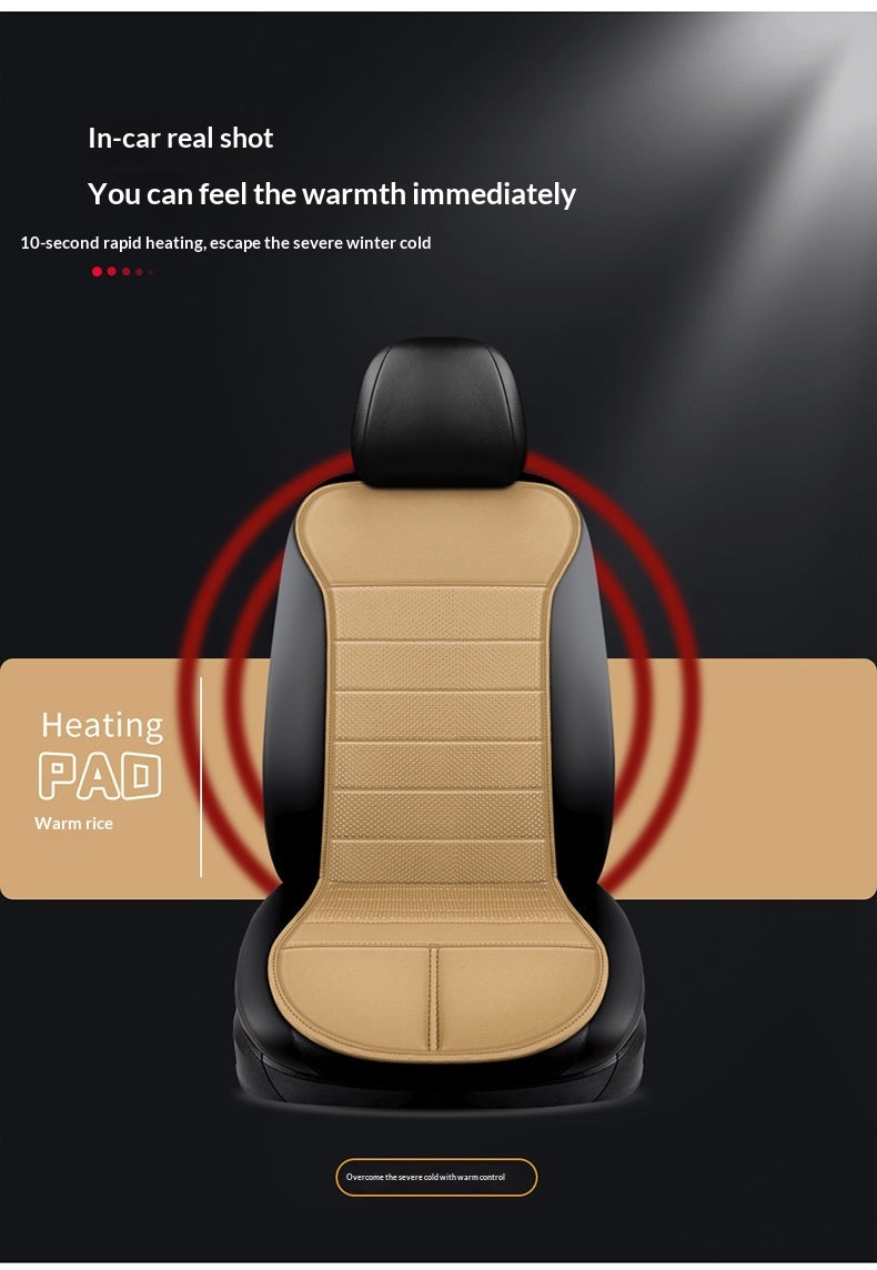 Beige heated seat cushion warming diagram
