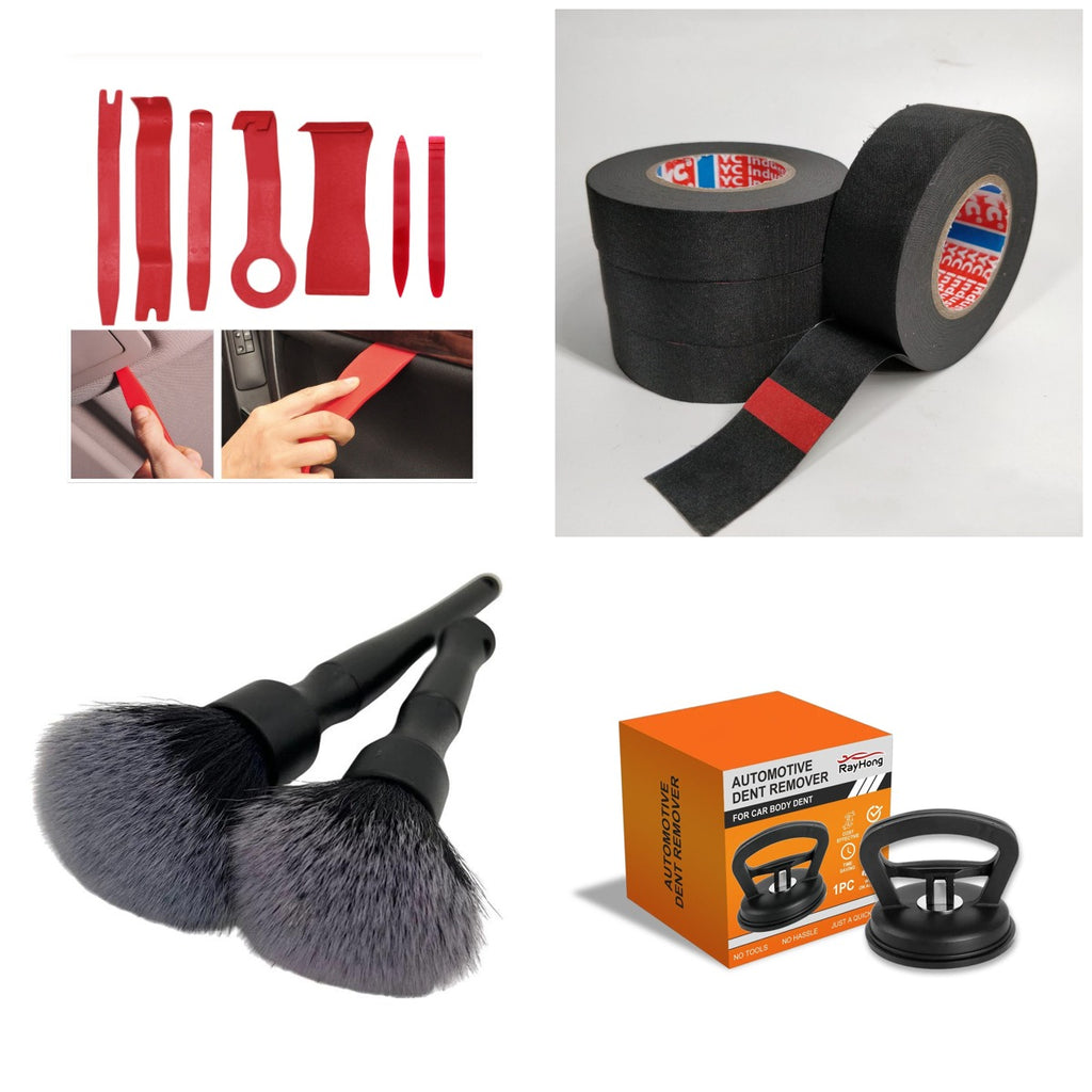 Interior DIY Repair Kit: trim removal tools, harness tape, detailing brush and dent puller